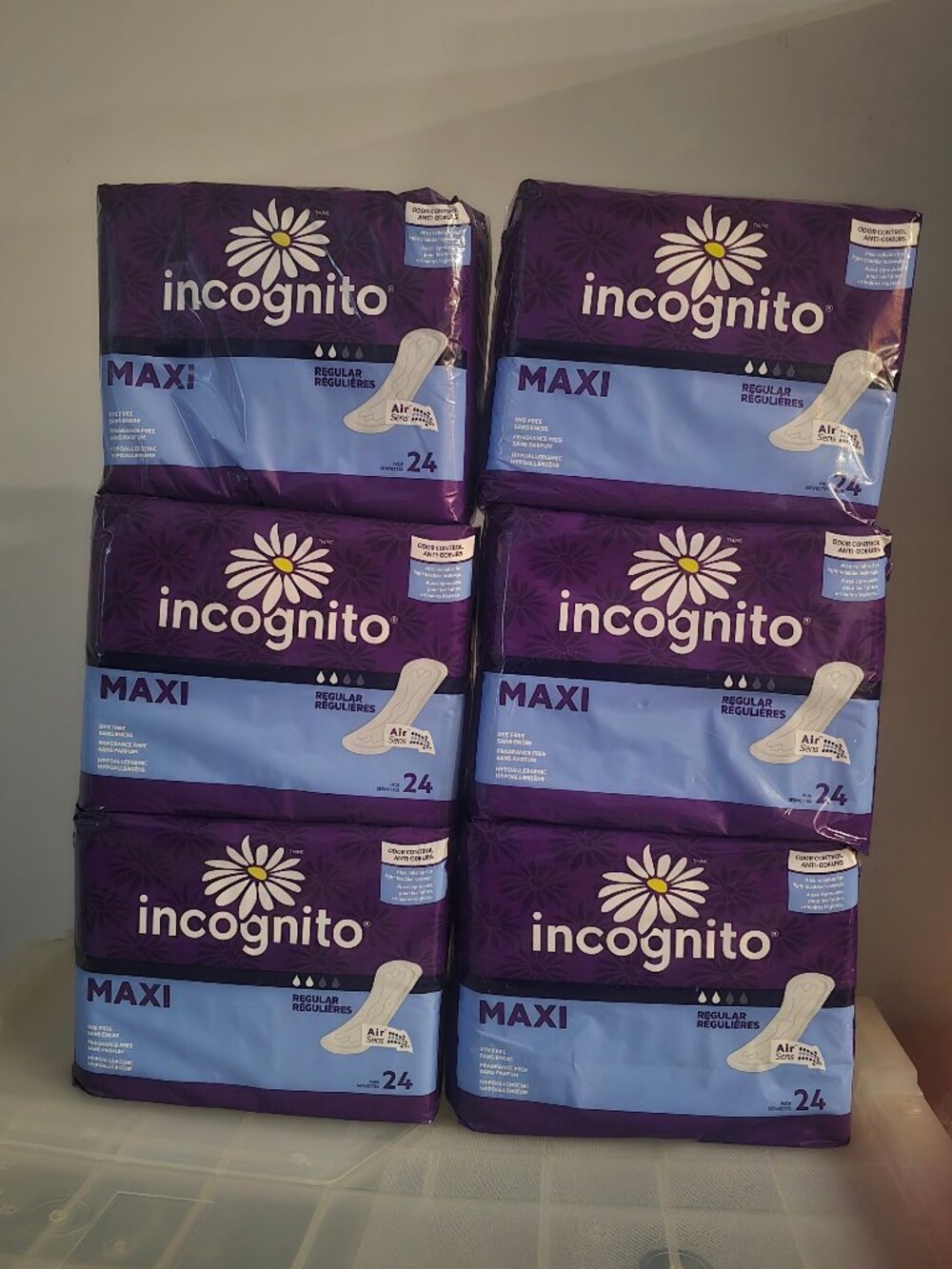 (6) Incognito Regular Maxi Pads 24 144